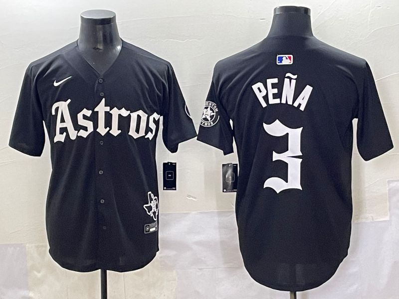 Men 2025 Houston Astros #3 Pena Black Five generations Joint Name Nike MLB Jersey style 1->houston astros->MLB Jersey